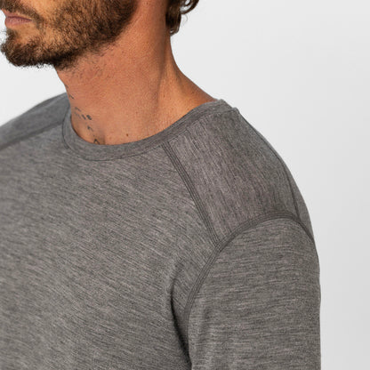 Mens Merino LS Base Layer Grey Marle