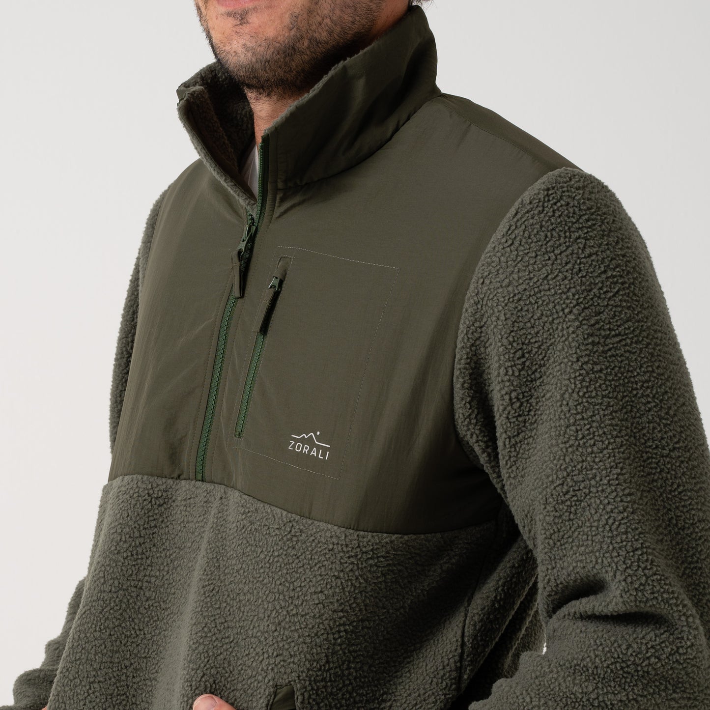 Mens 1/4 Zip Fleece Dusty Olive