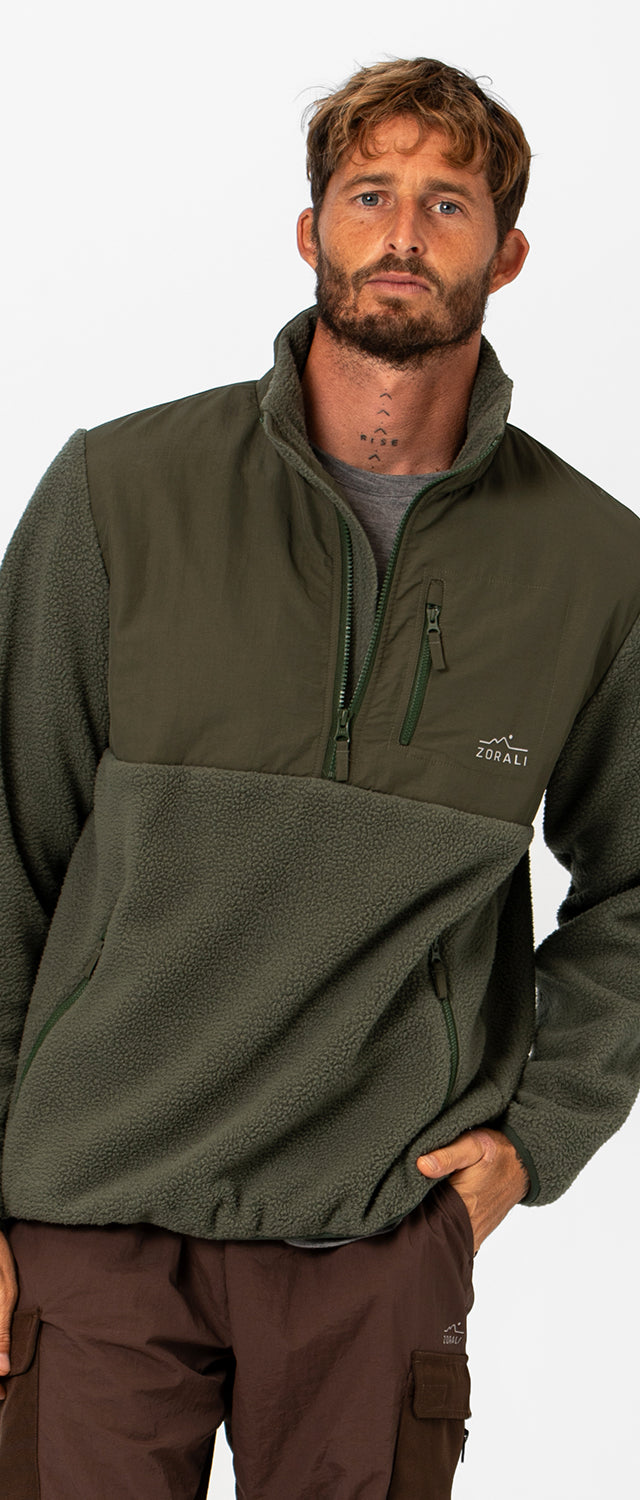 Mens 1/4 Zip Fleece Dusty Olive