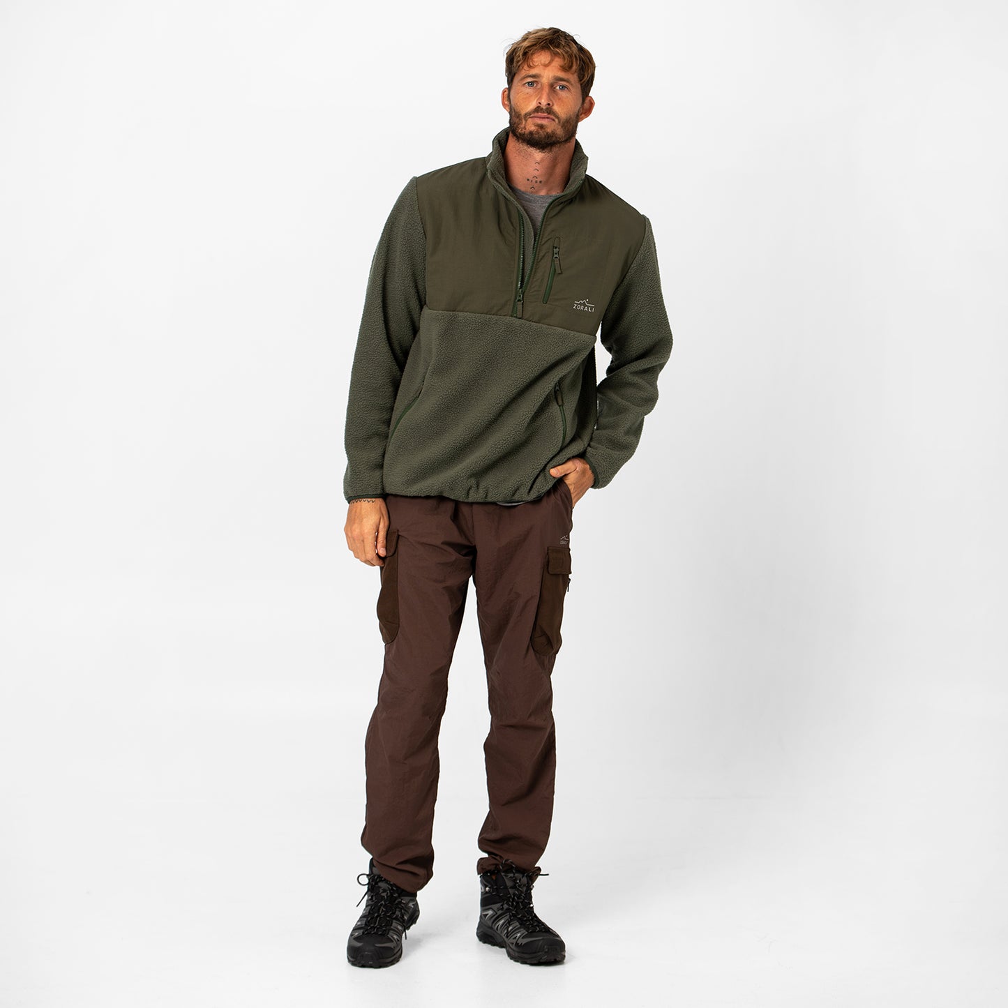 Mens 1/4 Zip Fleece Dusty Olive