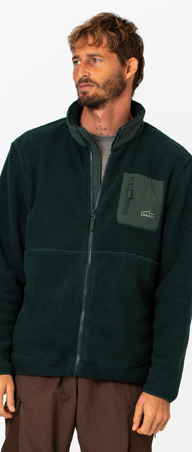 Mens Cosy Camp Fleece Pine Green