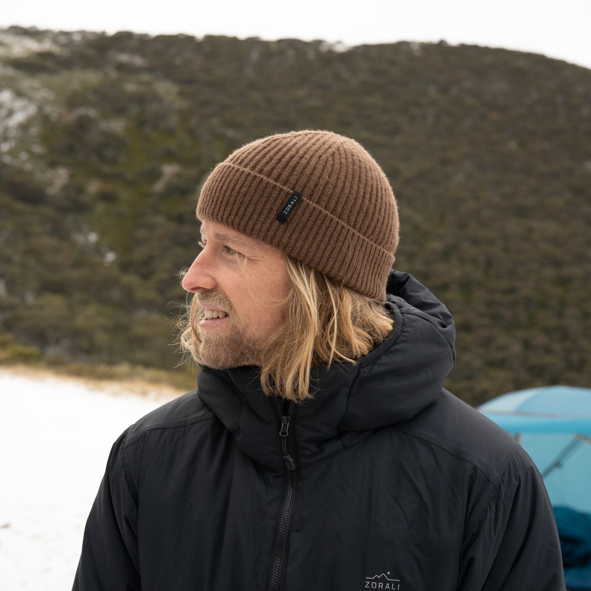 Mens Merino Beanie Brown