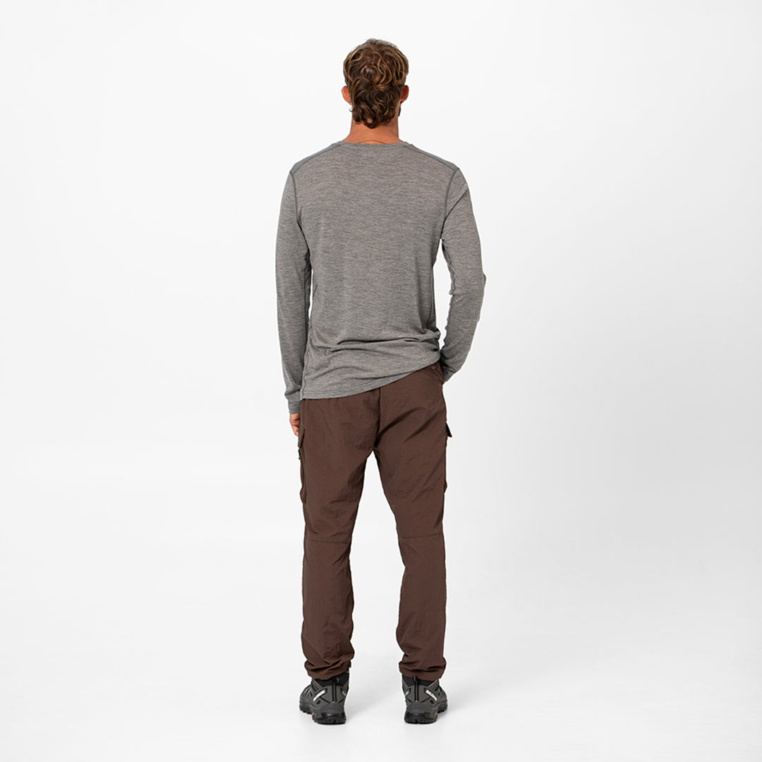 Mens Merino LS Base Layer Grey Marle