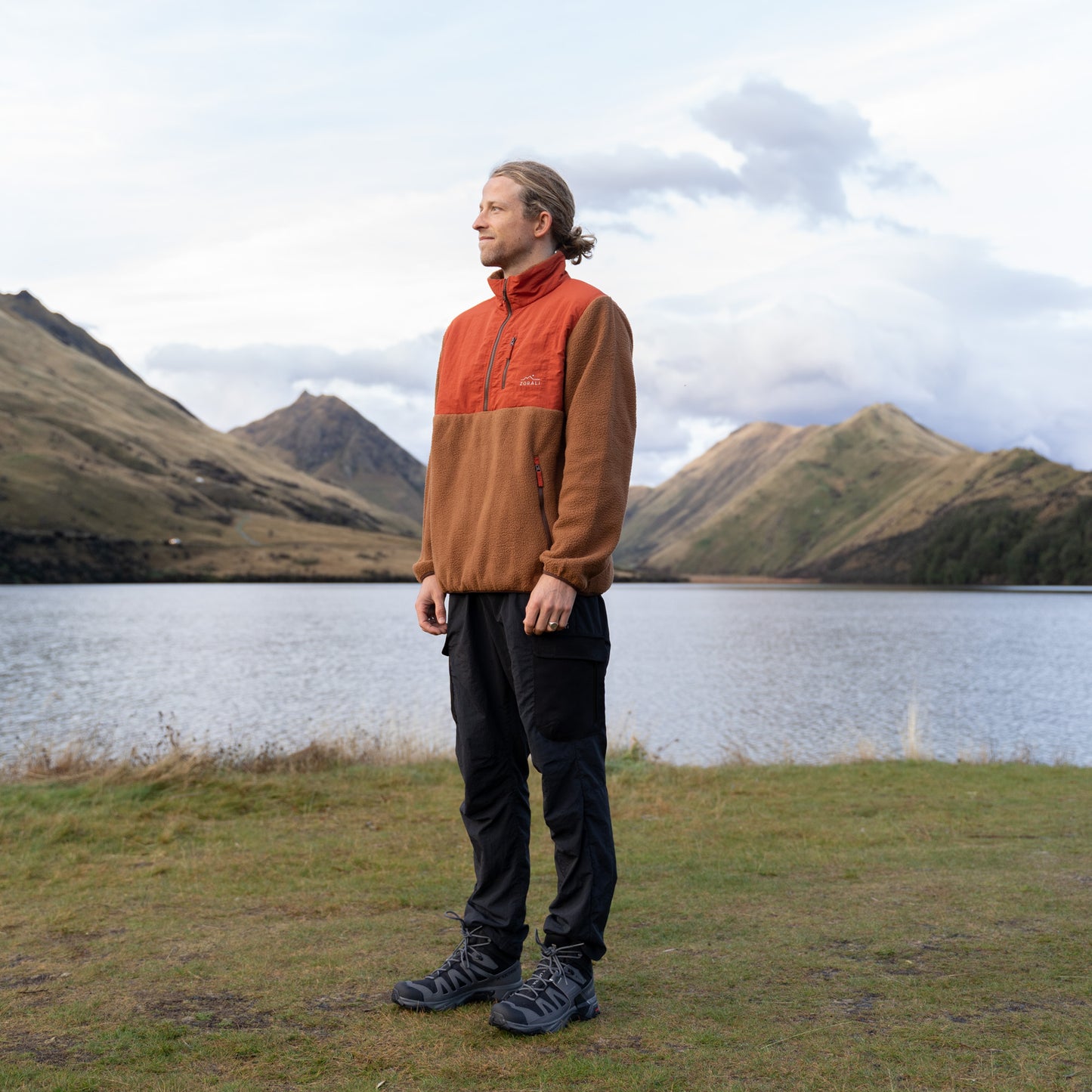 Mens 1/4 Zip Fleece Canyon Red