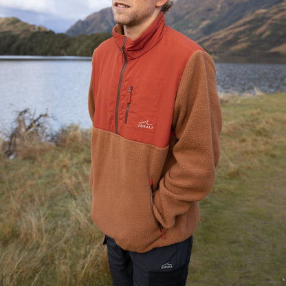 Mens 1/4 Zip Fleece Canyon Red